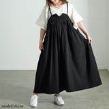 ブラック | 大きいサイズレディース ワンピース ハーフジップウエストフリルキャミワンピース | GOLDJAPAN　大きいサイズ専門店