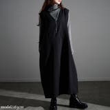 ブラック | 大きいサイズレディース ワンピース ドロストVネックジャンパースカート | GOLDJAPAN　大きいサイズ専門店