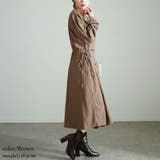 ブラウン | 大きいサイズレディース ワンピース タックスリーブダブルボタンワンピース | GOLDJAPAN 大きいサイズ専門店