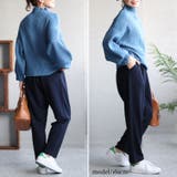 ネイビー | 大きいサイズ テーパードパンツ カットジョーゼットパンツ | GOLDJAPAN　大きいサイズ専門店