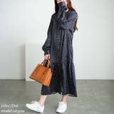 ドット | 大きいサイズレディース ワンピース モノトーンプリントティアードワンピース | GOLDJAPAN　大きいサイズ専門店