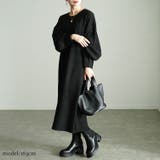 ブラック | 大きいサイズレディース ワンピース ボリュームスリーブニットワンピース | GOLDJAPAN　大きいサイズ専門店