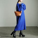 ブルー | 大きいサイズレディース ワンピース ボリュームスリーブニットワンピース | GOLDJAPAN　大きいサイズ専門店