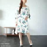 ホワイト | 大きいサイズレディース ワンピース アートフラワー袖リボンワンピース | GOLDJAPAN　大きいサイズ専門店