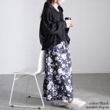 ブラック | 大きいサイズレディース ワンピース 花柄ドッキングパーカーワンピース | GOLDJAPAN　大きいサイズ専門店