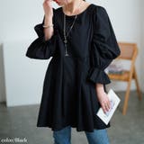 ブラック | 大きいサイズレディース チュニック キャンディスリーブタック切り替えチュニック | GOLDJAPAN　大きいサイズ専門店