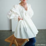 ホワイト | 大きいサイズレディース チュニック キャンディスリーブタック切り替えチュニック | GOLDJAPAN　大きいサイズ専門店