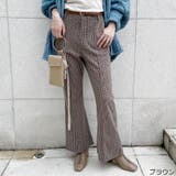 ブラウン | ベルト付きチェックパンツ | GORGE