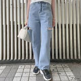 ブルー | サイドダメージデニムパンツ | GORGE