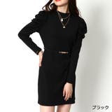 ブラック | ベルト付きリブワンピース | GORGE 