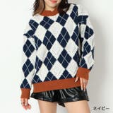 ネイビー | ハイネックアーガイル柄ニットプルオーバー | GORGE 