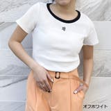 オフホワイト | 半袖刺しゅうテレコTOPS | GORGE