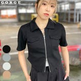 テレコリブポケ付きＺＩＰカーディガン | GORGE  | 詳細画像1 