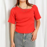 レッド | アシメギャザーニットプルオーバー | GORGE