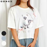 《立体リボン×猫プリント》レディース 半袖Tシャツ クロップド丈 | GORGE  | 詳細画像1 