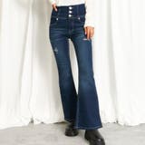 インディゴ | 《3ボタン×ヴィンテージ風》ダメージフレアデニム/脚長&美脚シルエット | GORGE