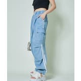 サックス | レディース デニムカーゴパンツ ストリート | GORGE 