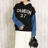 ブラック | デニム袖ロゴニットパーカー | GORGE 