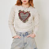 ベージュ | 《ハート×ギャザー》レディース ロングTシャツ ストレッチ 韓国風 春秋 | GORGE