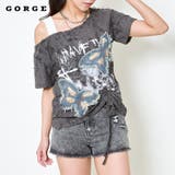 《デニム蝶×ワンショル風》クラッシュTシャツ/個性派エモ映え | GORGE | 詳細画像1
