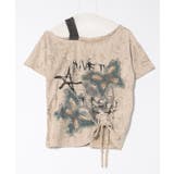 ベージュ | 《デニム蝶×ワンショル風》クラッシュTシャツ/個性派エモ映え | GORGE