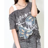 《デニム蝶×ワンショル風》クラッシュTシャツ/個性派エモ映え | GORGE | 詳細画像2