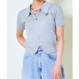 グレー | 《ダブルジップ×ロゴ刺繍》ストリートニットトップ/WZIPカーデ | GORGE