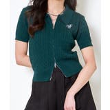 グリーン | 《ダブルジップ×ロゴ刺繍》ストリートニットトップ/WZIPカーデ | GORGE