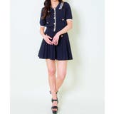 ネイビー | 《2点セットで着映え》レディース 金ボタンニット×プリーツスカートSETUP 春… | GORGE 