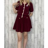 ボルドー | 《2点セットで着映え》レディース 金ボタンニット×プリーツスカートSETUP 春… | GORGE 