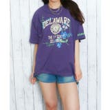 パープル | レディース ビッグシルエットTシャツ クロスステッチ風 | GORGE