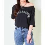 ブラック | ワンショルラインストーンTシャツ | GORGE