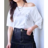 オフホワイト | ワンショルラインストーンTシャツ | GORGE