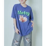 ブルー | CATハブラシ刺繍Tシャツ | GORGE