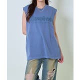 ネイビー | ノースリ刺繍ピグメントトップス | GORGE