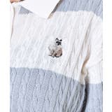 《ワンポイント刺繍×太ボーダー》レディース ケーブル編み 半袖ポロニット | GORGE  | 詳細画像12 