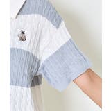 《ワンポイント刺繍×太ボーダー》レディース ケーブル編み 半袖ポロニット | GORGE  | 詳細画像13 