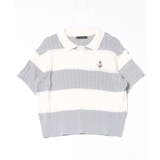 《ワンポイント刺繍×太ボーダー》レディース ケーブル編み 半袖ポロニット | GORGE  | 詳細画像15 