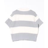 《ワンポイント刺繍×太ボーダー》レディース ケーブル編み 半袖ポロニット | GORGE  | 詳細画像16 