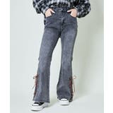 ブラック | 《スエードリボン×レースアップ》脚長フレアデニム | GORGE