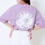 パープル | 《フラワーロゴ×ゆるシルエット》レディース 半袖Tシャツ 体型カバー 春夏秋	 | GORGE 
