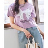 パープル | レースリボン短丈Tシャツ | GORGE