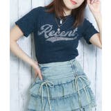 ネイビー | 《きらロゴ×短丈》ラインストーンTシャツ/Y2Kストリート | GORGE