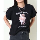 ブラック | オーガンジー猫フレンチTシャツ | GORGE