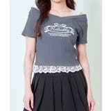チャコール | 肩レースリボンTシャツ | GORGE