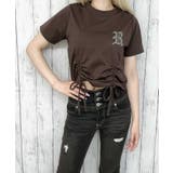 ブラウン | ラインストーンダブルドロストTシャツ | GORGE