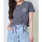 チャコール | ラインストーンダブルドロストTシャツ | GORGE