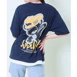 ネイビー | ツイル貼り付けレイヤードTシャツ | GORGE