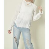 《フリル×シアー素材》レディース シャーリングブラウス ハイネック長袖 | GORGE  | 詳細画像3 