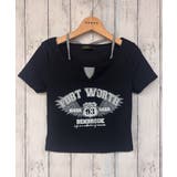 ブラック | レイヤードテレコ半袖トップス | GORGE 